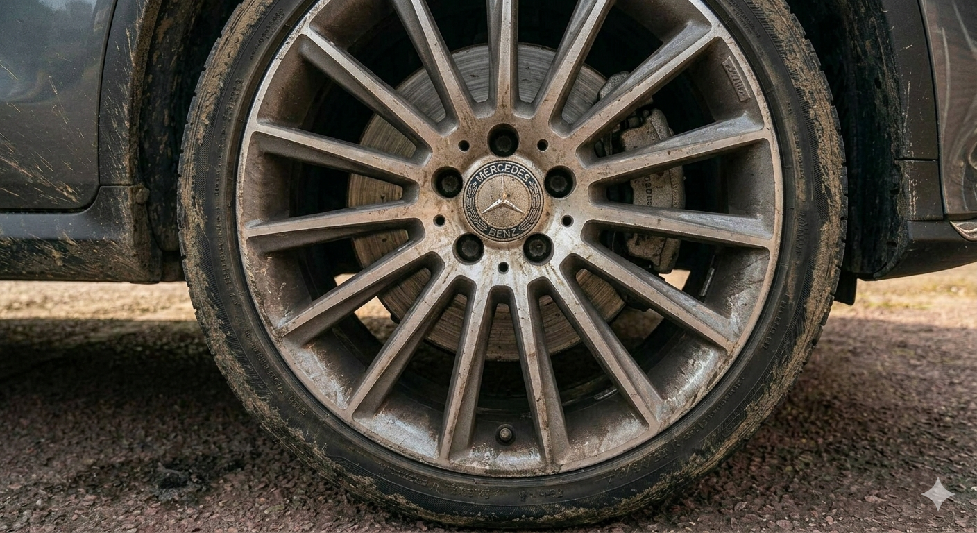 Avant/après décontamination jante Mercedes — LuxeDetail Lyon